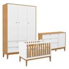 Quarto de Bebe Unique 3 Portas com Cômoda Sapateira Branco Soft Freijó Eco Wood - Matic