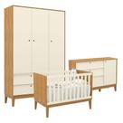 Quarto De Bebe Unique 3 Portas Com Cômoda Sapateira Freijó Off White Eco Wood - Matic