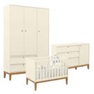 Quarto de Bebe Unique 3 Portas com Cômoda Sapateira Off White Eco Wood - Matic