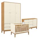 Quarto de Bebe Unique 3 Portas com Cômoda Sapateira Off White Freijó Eco Wood - Matic
