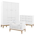 Quarto de Bebe Unique 4 Portas com Cômoda 6 Gavetas Branco Soft Eco Wood - Matic Quarto de Bebe Unique 4 Portas com Cômoda 6 Gavetas Branco Soft Eco Wood - Matic
