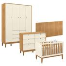 Quarto de Bebê Unique 4 Portas com Cômoda 6 Gavetas e Painel Farm Off White Freijó Eco Wood - Matic Quarto de Bebê Unique 4 Portas com Cômoda 6 Gavetas e Painel Farm Off White Freijó Eco Wood - Matic