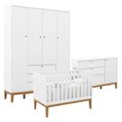 Quarto de Bebe Unique 4 Portas com Cômoda Sapateira Branco Soft Eco Wood - Matic Quarto de Bebe Unique 4 Portas com Cômoda Sapateira Branco Soft Eco Wood - Matic