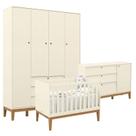 Quarto de Bebe Unique 4 Portas com Cômoda Sapateira Off White Eco Wood Matic