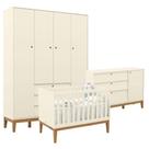 Quarto De Bebe Unique 4 Portas Com Cômoda Sapateira Off White Eco Wood - Matic