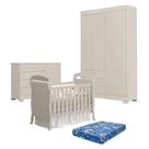 Quarto de Bebê Zaki com Berço Americano Danny Areia Acetinado com Colchão Ortobom - Reller