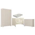 Quarto de Bebê Zaki e Berço Americano Evolution 4 em 1 Areia Acetinado com Colchão Gazin - Reller