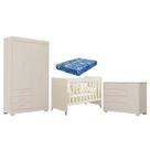 Quarto De Bebê Zaki E Berço Americano Evolution 4 Em 1 Areia Acetinado Com Colchão Ortobom - Reller