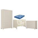 Quarto de Bebê Zaki e Berço Americano Evolution 4 em 1 Areia Acetinado com Colchão Ortobom - Reller