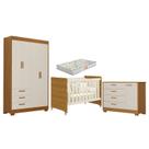 Quarto de Bebê Zaki e Berço Americano Evolution 4 em 1 Areia Acetinado Savana com Colchão Gazin - Reller