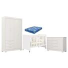 Quarto de Bebê Zaki e Berço Americano Evolution 4 em 1 Branco Acetinado com Colchão Ortobom - Reller