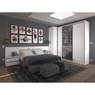 Quarto de Canto Casal com 5 Módulos e Vidro Reflecta Prime Plus Luciane Móveis