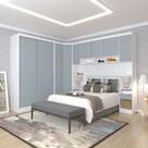 Quarto de Canto Casal com Guarda Roupas Cabeceira e Mesas de Cabeceira Alpes Luciane Móveis