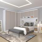 Quarto de Canto Casal com Guarda Roupas Cabeceira e Mesas de Cabeceira Alpes Luciane Móveis