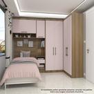Quarto de Canto Solteiro com Guarda Roupas Cabeceira e Mesa de Cabeceira Paris Luciane Móveis Quarto de Canto Solteiro com Guarda Roupas Cabeceira e Mesa de Cabeceira Paris Luciane Móveis