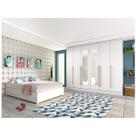 Quarto de Casal Completo com Cama e Guarda-Roupa com Espelho Espresso Móveis Branco Quarto de Casal Completo com Cama e Guarda-Roupa com Espelho Espresso Móveis Branco