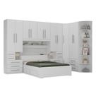 Quarto de Casal de Canto e com Cama Baú Queen-Size 1344 Branco