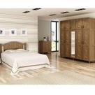Quarto de Casal Grécia: Guarda-Roupa 10 Portas c/ Espelho Cama Cômoda 4 Gavetas Madeira Pinus Imbuia - Cavazotto