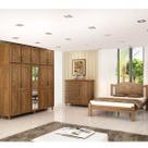 Quarto de Casal Grécia: Guarda-Roupa 10 Portas c/ Espelho Cama Cômoda Sapateira Madeira Pinus Imbuia - Cavazotto