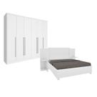 Quarto de Casal Guarda-roupa 6 Portas Portugal e Cama Box Casal Monaco com Painel Espresso Móveis Quarto de Casal Guarda-roupa 6 Portas Portugal e Cama Box Casal Monaco com Painel Espresso Móveis