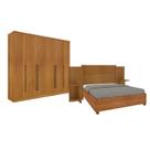 Quarto de Casal Guarda-roupa 6 Portas Portugal e Cama Box Casal Monaco com Painel Espresso Móveis