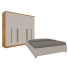 Quarto de Casal Guarda-roupa 6 Portas Portugal e Cama Box Casal Queen Monaco Espresso Móveis