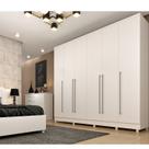 Quarto de Casal Roupeiro 6 Portas Portugal com Pés, Cama Casal, Cabeceira e Cômoda 5 Gavetas