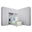 Quarto De Solteiro Modulado 11 Portas Orion Branco Leifer Móveis