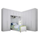 Quarto de Solteiro Modulado 11 Portas Orion Branco Leifer Móveis