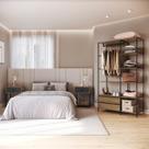 Quarto Estilo Industrial com Guarda Roupa Closet de 2 Gavetas e 2 Mesas de Cabeceira com 1 Gaveta