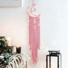 Quarto feminino Dream Catcher Macrame Moon Pink Boho Crescent