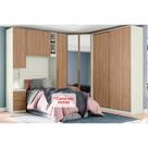 Quarto Henn Seletto 5 Peças (1 Armário Ponte + 1 Closet + 2 Guarda Roupas + 1 Componente) QMH03 Areia/Jequitibá