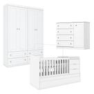 Quarto Infantil 4 Portas Americano com Berço Multifuncional Cleo Branco Fosco - Henn Quarto Infantil 4 Portas Americano com Berço Multifuncional Cleo Branco Fosco - Henn