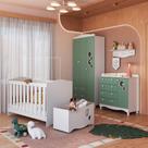 Quarto Infantil 5 Peças com Berço Guarda Roupa e Cômoda
