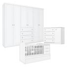 Quarto Infantil 6 Portas Mississipi Com Berço Multifuncional Cleo Branco Fosco - Henn