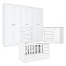 Quarto Infantil 6 Portas Mississipi com Berço Multifuncional Cleo Branco Fosco - Henn