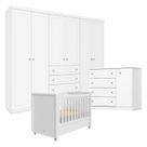 Quarto Infantil Americano 6 Portas com Berço Tutto New Branco Fosco - Henn