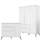 Quarto Infantil Bebê Com Cômoda + Guarda Roupa Kit 2 Peça