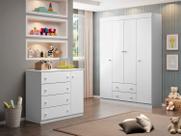 Quarto Infantil Bebê Helena Cômoda E Guarda Roupa Branco_ Phoenix Baby
