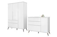 Quarto Infantil Bebê Rêtro Ana Vitória 2 Peças Branco 100% MDF