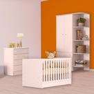 Quarto Infantil Berço Mini Cama, Cômoda e Guarda Roupa Rosa