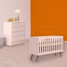 Quarto Infantil Berço Mini Cama Retrô e Cômoda 4G Rosa