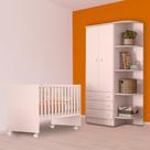 Quarto Infantil Berço Reto e Guarda Roupa Rosa