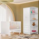 Quarto Infantil Berço Retro e Guarda Roupa 2P Branco