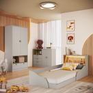 Quarto Infantil Cama Solteiro Montessoriana Led Cômoda Guarda roupa CJ076 Lille Art In Móveis