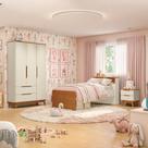 Quarto Infantil CB1495 com Cama Guarda-Roupa e Mesa MDP BP Argila-jequetiba Kappesberg Quarto Infantil CB1495 com Cama Guarda-Roupa e Mesa MDP BP Argila-jequetiba Kappesberg