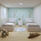 Quarto Infantil com 2 Camas de Solteiro Loop e 1 Mesa de Cabeceira Maggiore Branco