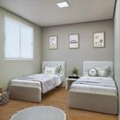 Quarto Infantil com 2 Camas Solteiro Loop Tecido material sintético Branco