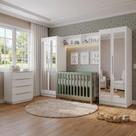 Quarto Infantil com 2 Guarda-Roupas Neo com Espelhos 2 Aéreos 1 Cômoda Branco Madesa 04