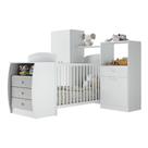 Quarto Infantil com Berço-Cômoda Laura Multimóveis Branco/Cinza Quarto Infantil com Berço-Cômoda Laura Multimóveis Branco/Cinza